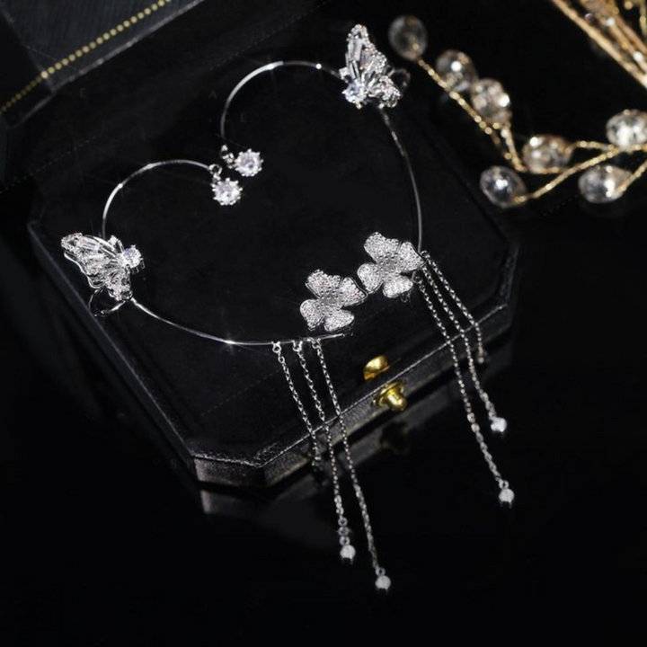 Unique Butterfly Earrings - Aurelia-Silver-Pair-The Livary