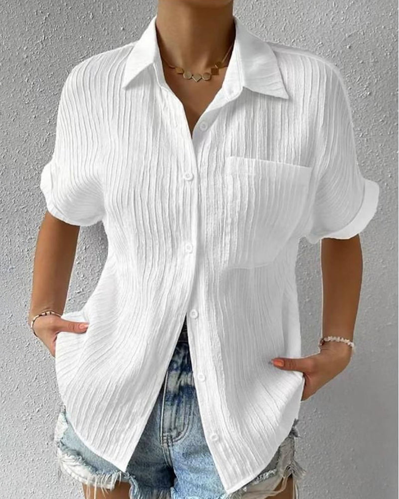 Stylish blouse with short sleeves – Elena-White-S-The Livary