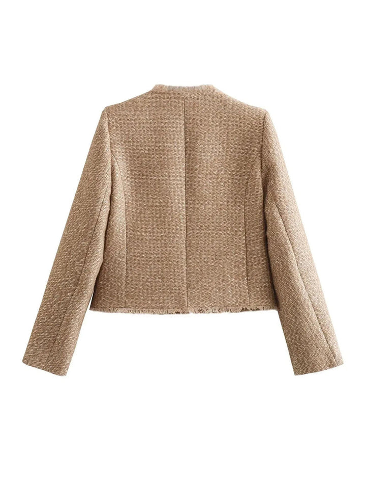 Chic Tweed Jacket with Gold Buttons - Evelyn-XS-The Livary