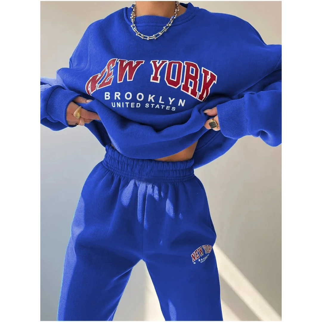 Ladies Tracksuit with Letter Print - Viva-Blue-S-The Livary