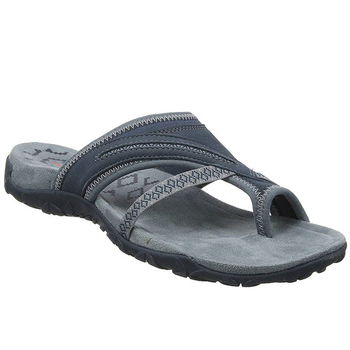 Summer Ladies T-Strap Slipper Sandals – Alina-Gray-2.5-The Livary