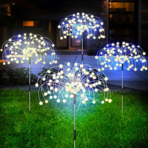 Waterproof Solar Garden Light with Firework Effect – SparkGlow-White-The Livary