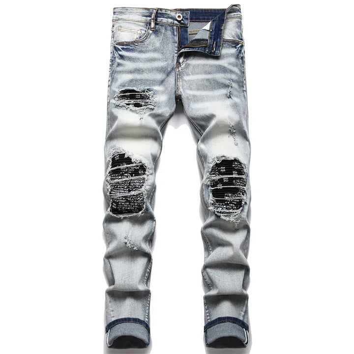 Trendy Ripped Men's Jeans - Jaxon-Light grey Vintage-28-The Livary