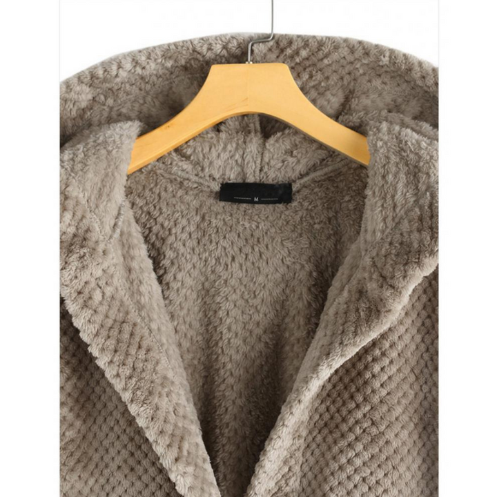 Trendy Cut Fleece Jacket with Hood - FleeceLux-White-S-The Livary