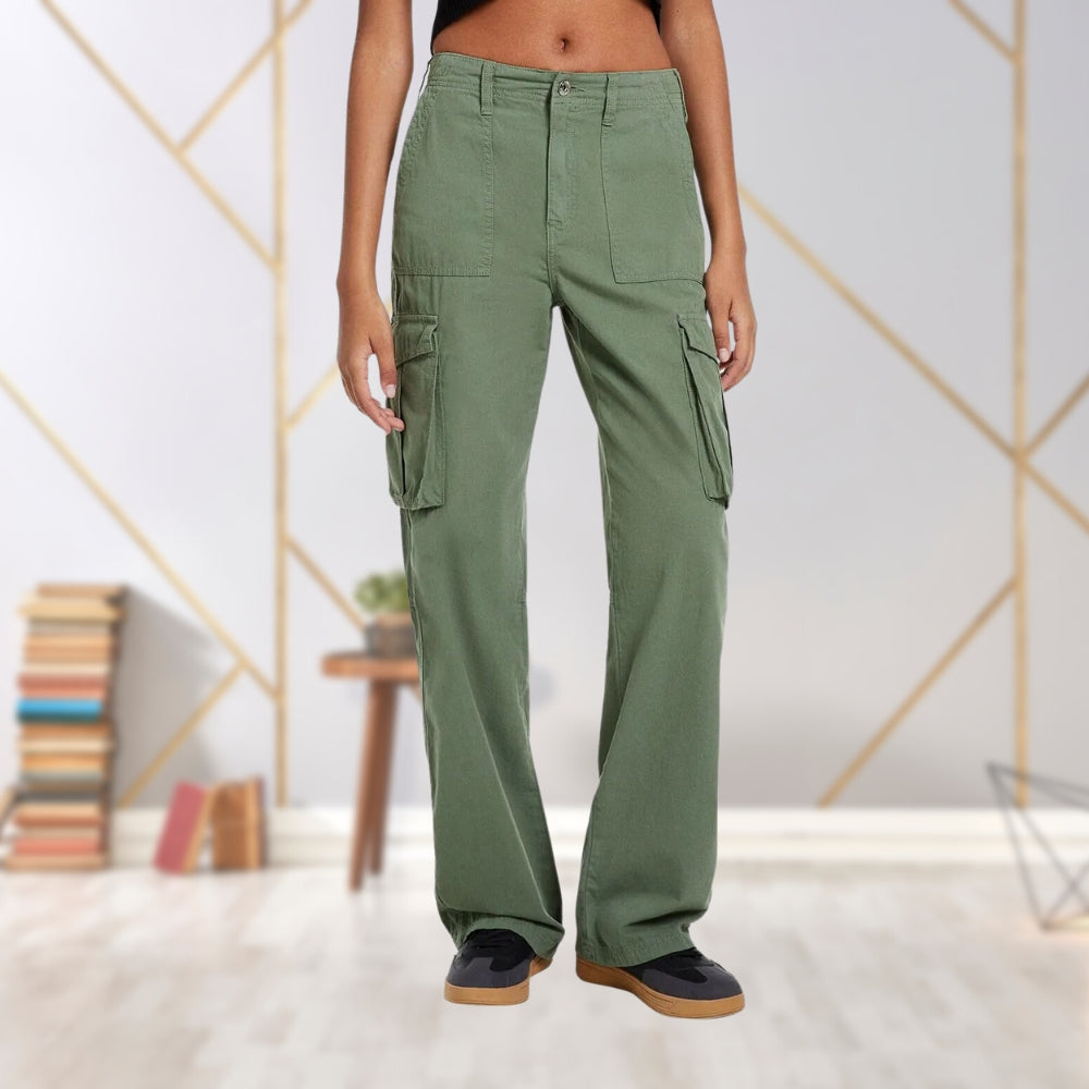 Slim-Fit Ladies Cargo Trousers - Maya-Green-S-The Livary