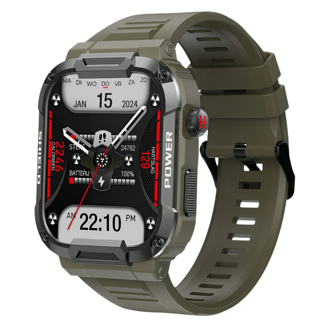 Robust Smartwatch for Men - IronPulse X1-Green-The Livary
