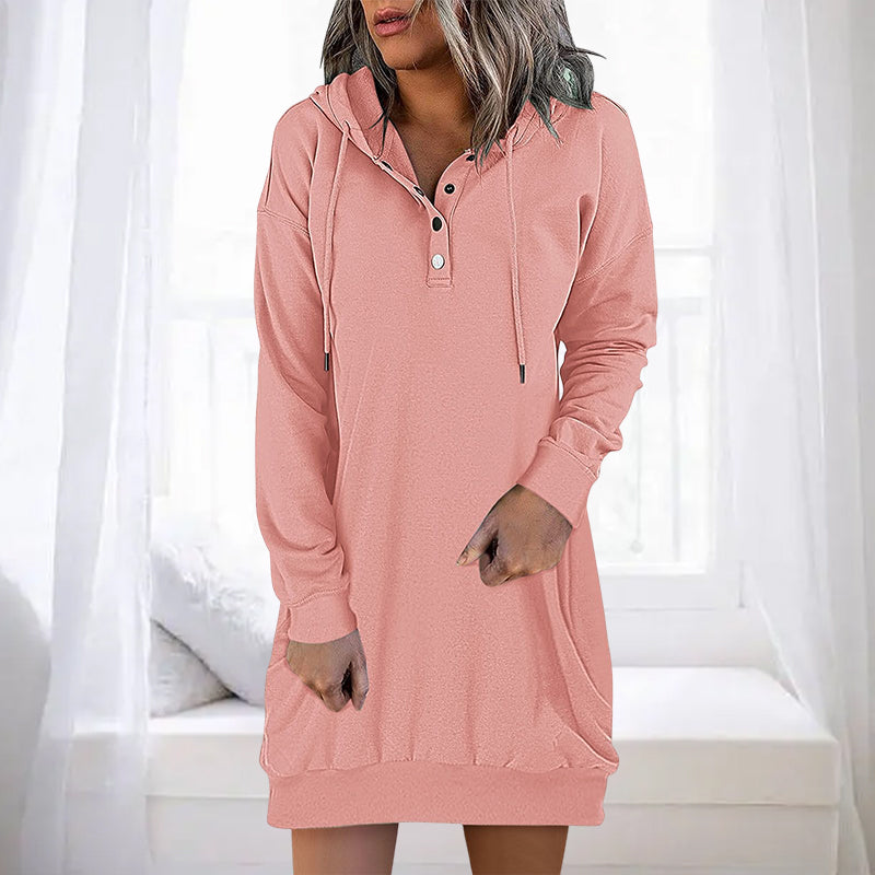 Minimalistic Long Women's Hoodie – Valeria-Pink-S-The Livary