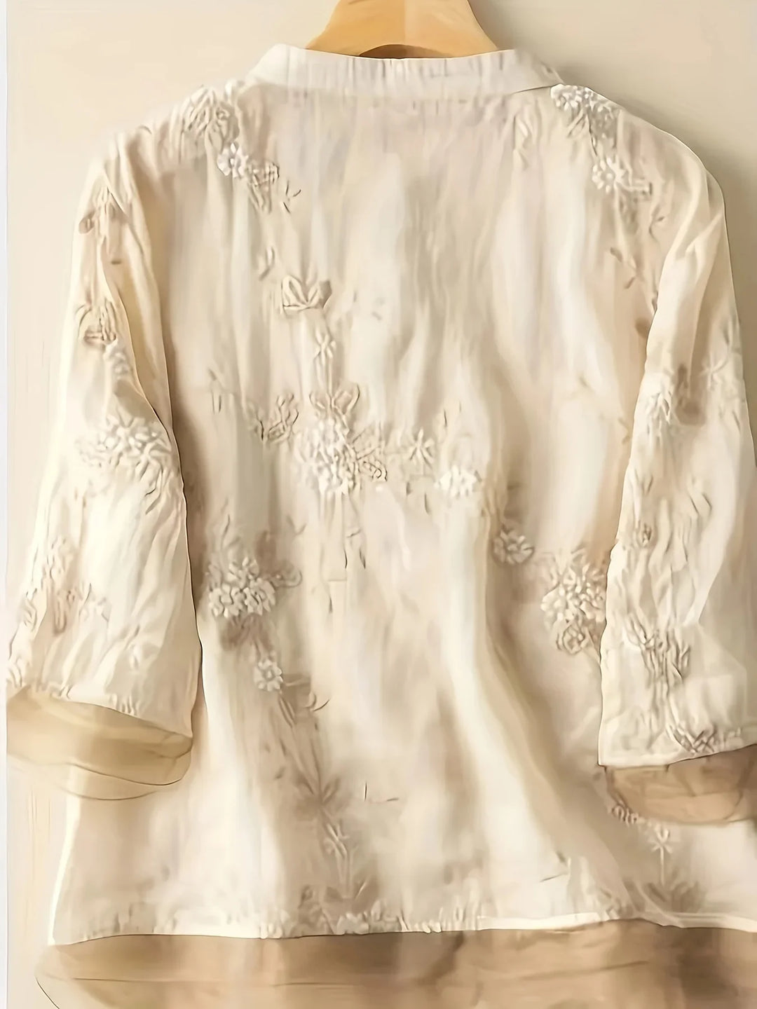 Embroidered Floral Blouse | Eliza | Button Closure | Fashionable-M-Apricot-The Livary