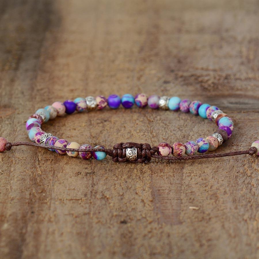 Energy Bracelet Jasper - Nyima-Purple-6.69 inches-The Livary