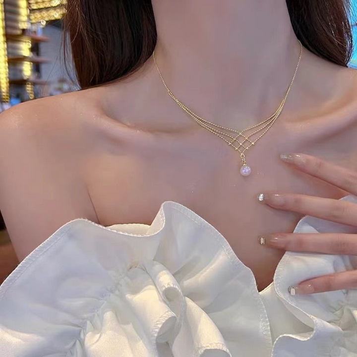 Woven Pearl Necklace - Mariela-The Livary