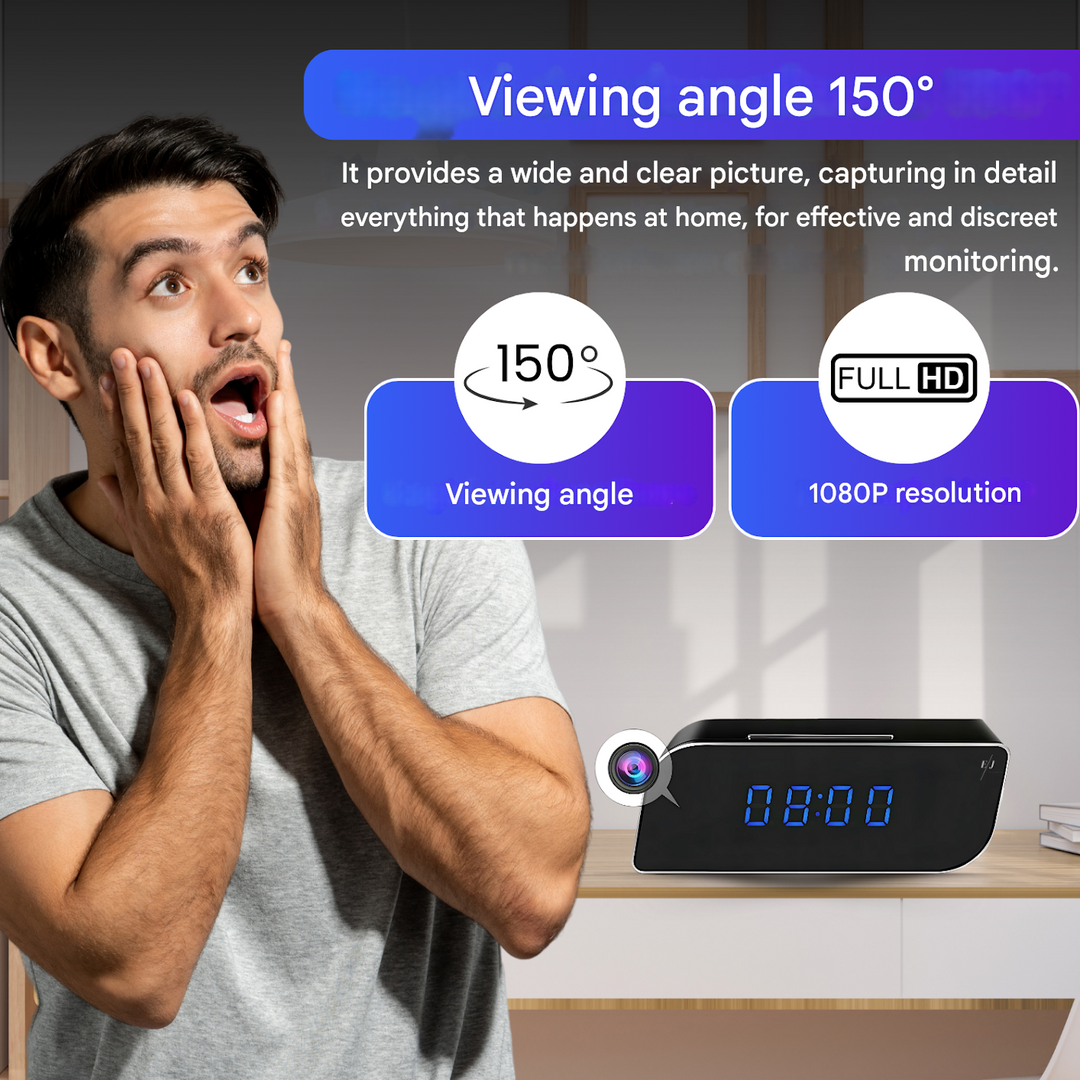 Digital Alarm Clock with Hidden Surveillance Camera – StealthClock Cam-No memory-The Livary