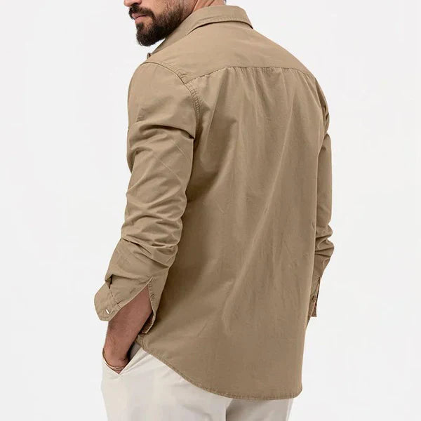 Stylish Men's Cargo Shirt - Tobias-Khaki-S-The Livary