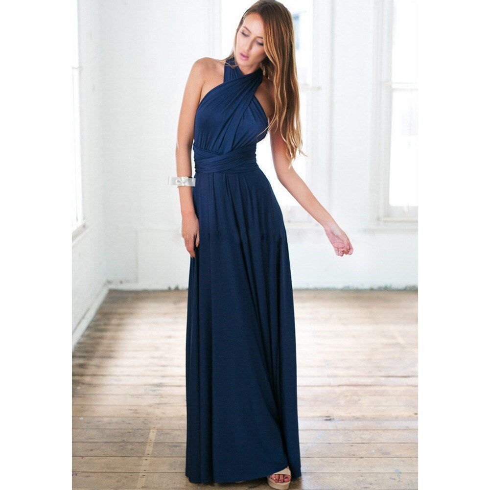 Wrap dress with adjustable top & versatile wearing options – Noelia-Blue-S-The Livary