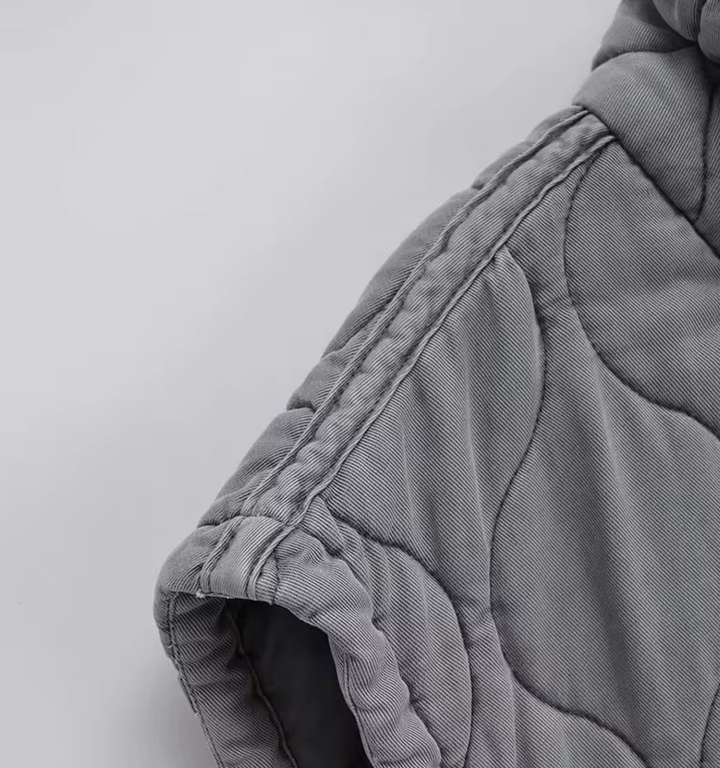 Grey Sleeveless Cotton Waistcoat – Thalia-XS-The Livary