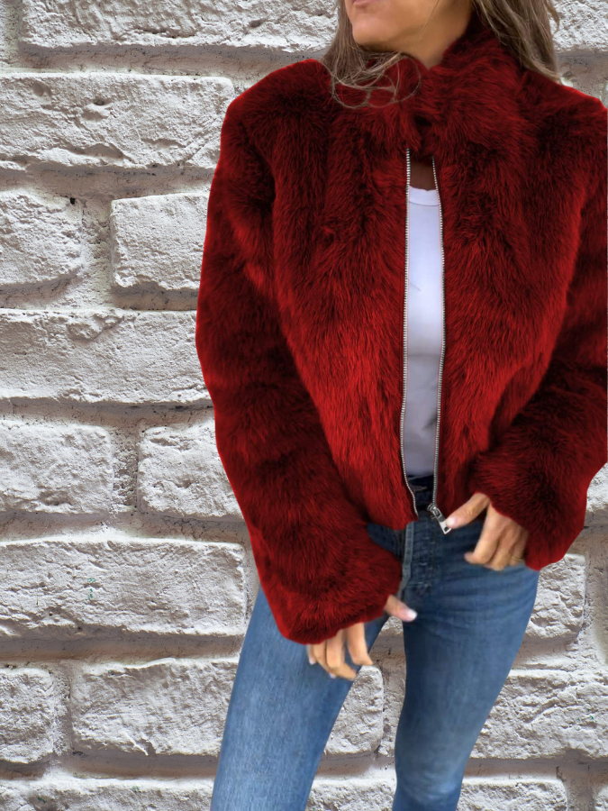Luxury Soft Ladies Coat - Aurora-Red-S-The Livary