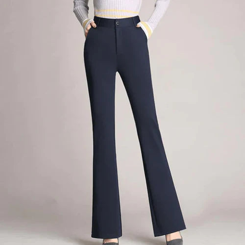 Slim Fit Flared High Waist Trousers – Mila-Dark blue-S-The Livary