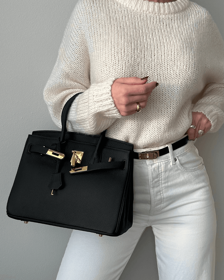 Stylish Leather Handbag - Liana-Grey-M-The Livary