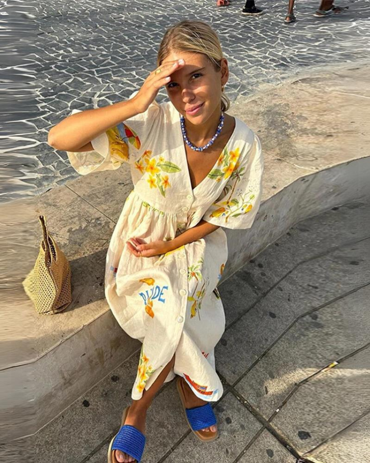 Oversized V-neck summer dress – Amara-S-The Livary