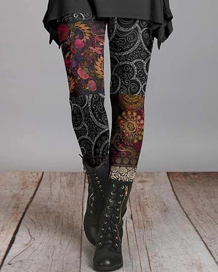 Bohemian Retro Leggings with Ethnic Prints – Ziva-3-S-The Livary