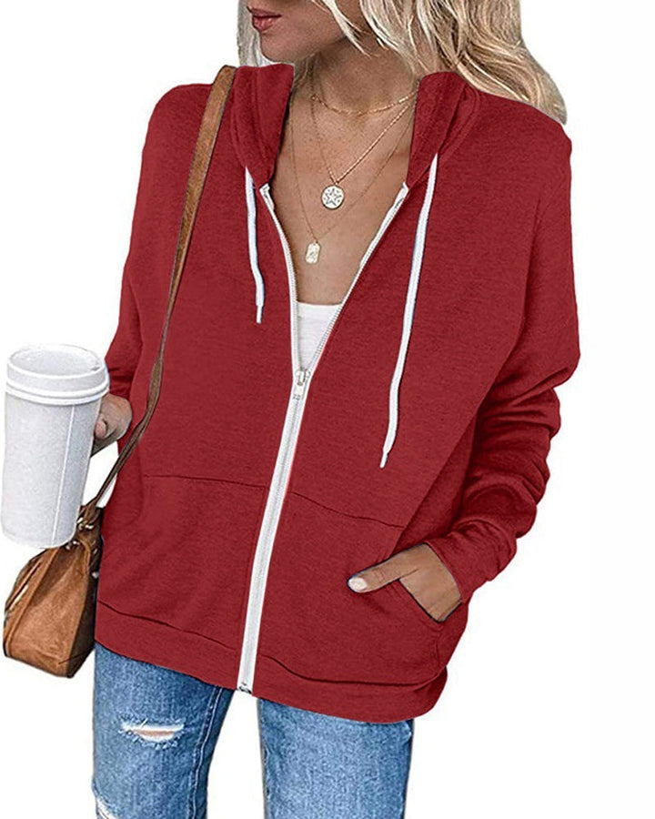 Plain Ladies Jacket with Pockets - Emma-Red-S-The Livary
