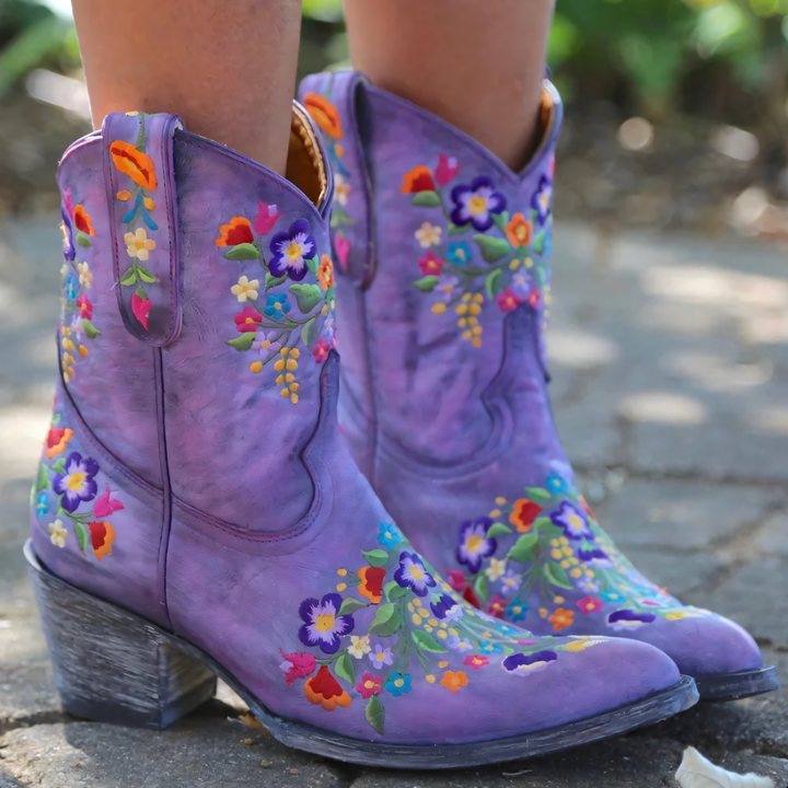 Waterproof Vintage Cowgirl Boots - Sierra-2.5-Purple-The Livary