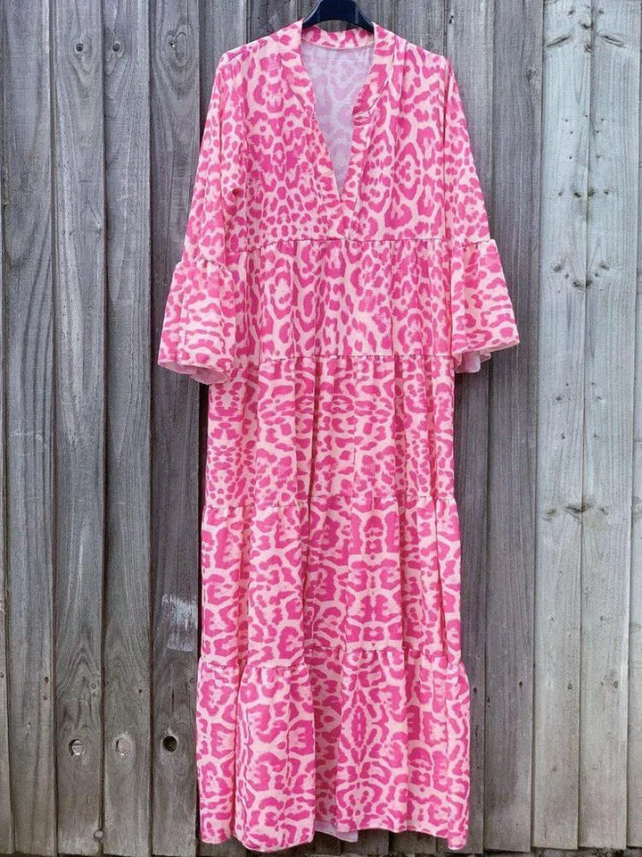 Trendy Maxi Dress with Pink Leopard Print - ChicSafari-S-The Livary