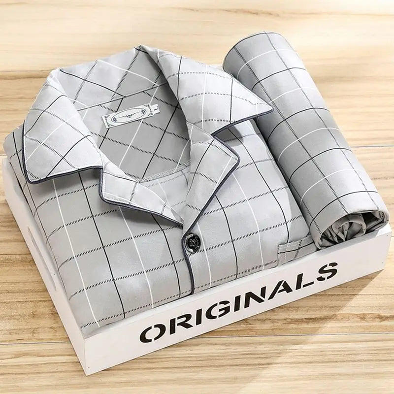 Luxury Men's Pyjama Set - Oliver-Light Grey Check-L-The Livary