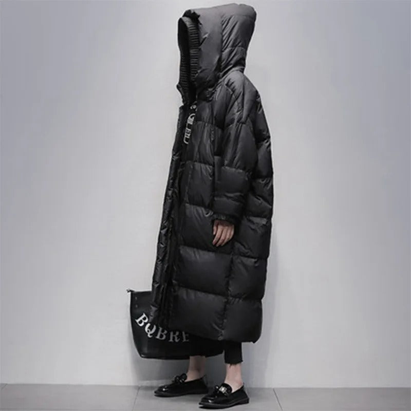 Long Ladies Winter Jacket - Amara-Black-S-The Livary