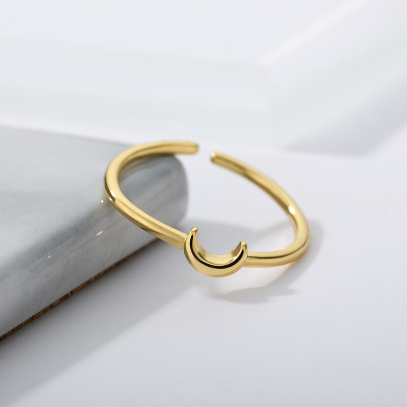 Minimalist Crescent Ring - Nova-Gold-The Livary