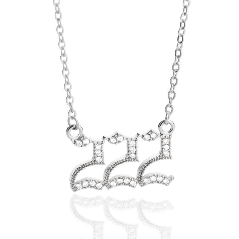 Zirconia Angel Numbers Necklace - Seraphina-Silver-222-The Livary