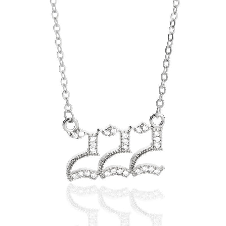 Zirconia Angel Numbers Necklace - Seraphina-Silver-222-The Livary
