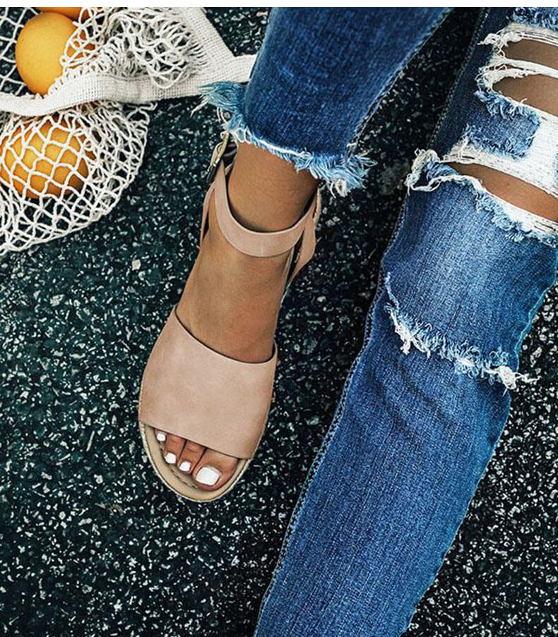 Ladies' wedge espadrille sandals with strap - Livia-Black-3-The Livary