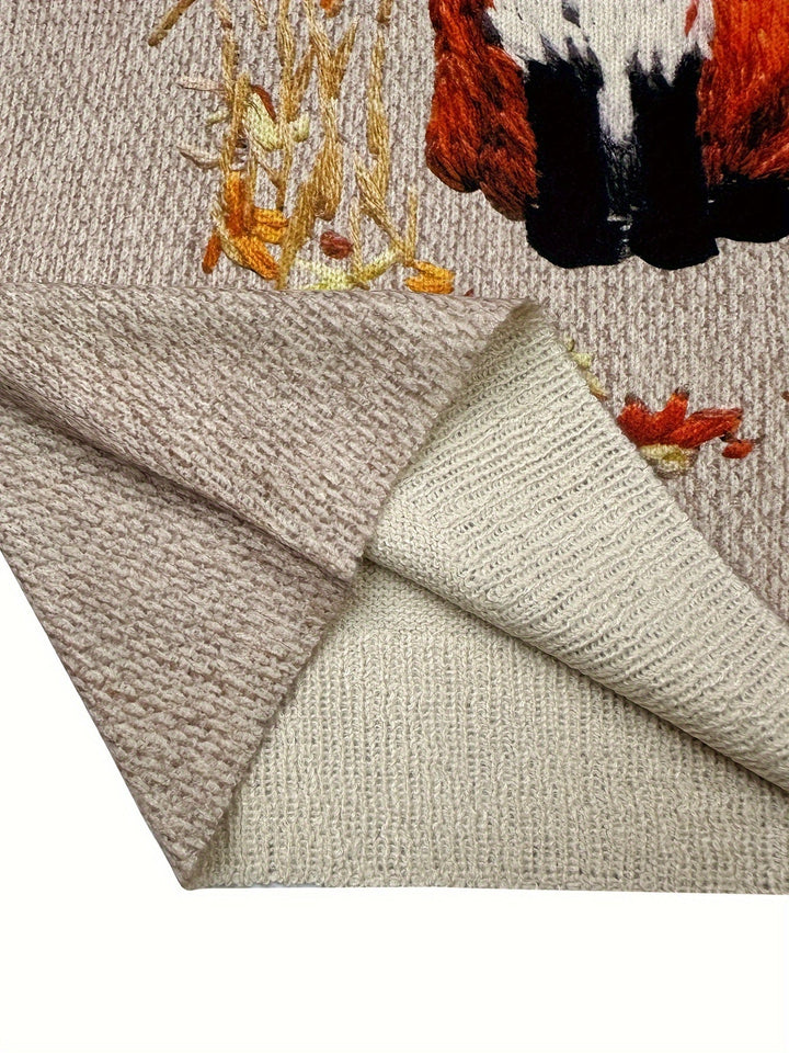 Trendy Sweater with Fox Print - Elisanne-S-The Livary