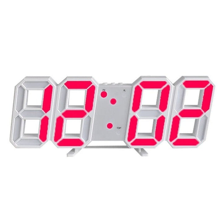 3D LED Wall Clock with Dimmable Lighting – Timora-Red-The Livary