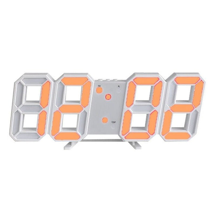 3D LED Wall Clock with Dimmable Lighting – Timora-Orange-The Livary