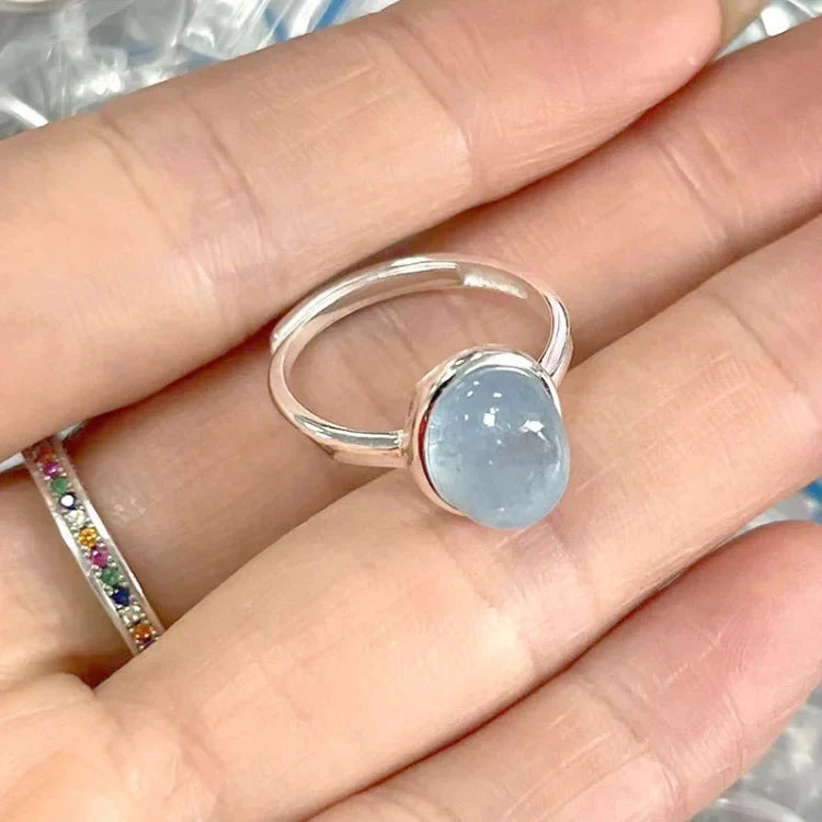 Aquamarine Silver Ring - Nerida-The Livary