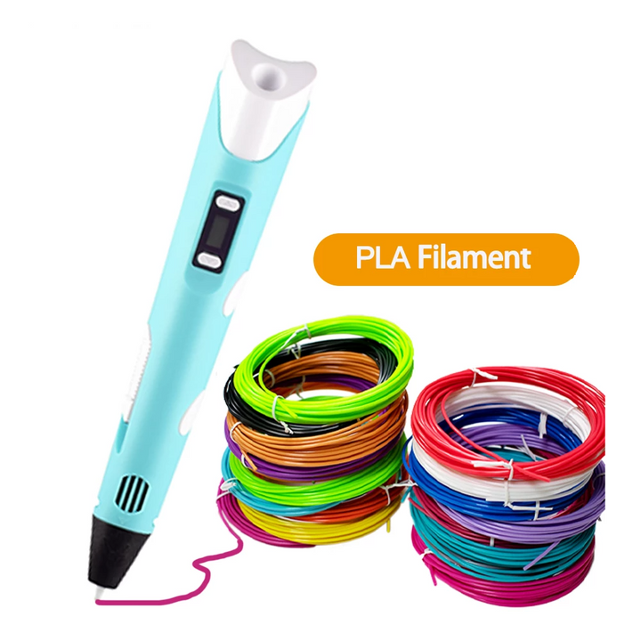 Creative 3D Printing Pen - DoodleForm-Blue + 20 pieces of coloured filament (50M)-The Livary