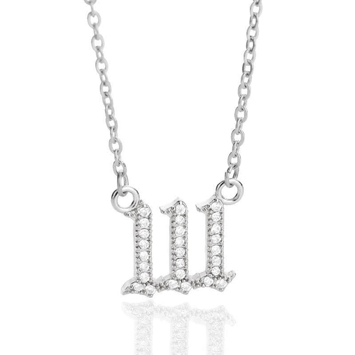 Zirconia Angel Numbers Necklace - Seraphina-Silver-111-The Livary