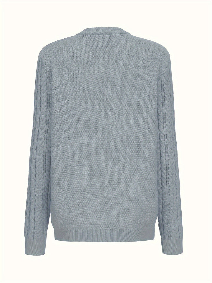 Plain Knitted Cardigan with Button Closure and Pockets - Olivia-Blue-S-The Livary