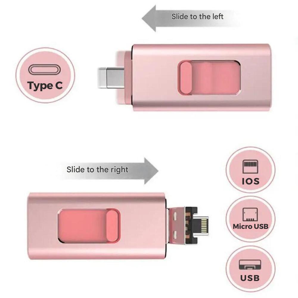 4-in-1 Flashdrive for Every Device - DataFlex-16GB-Silver-The Livary