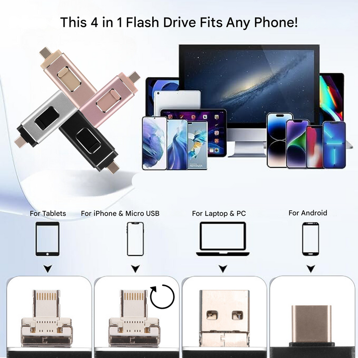4-in-1 Flashdrive for Every Device - DataFlex-16GB-Silver-The Livary
