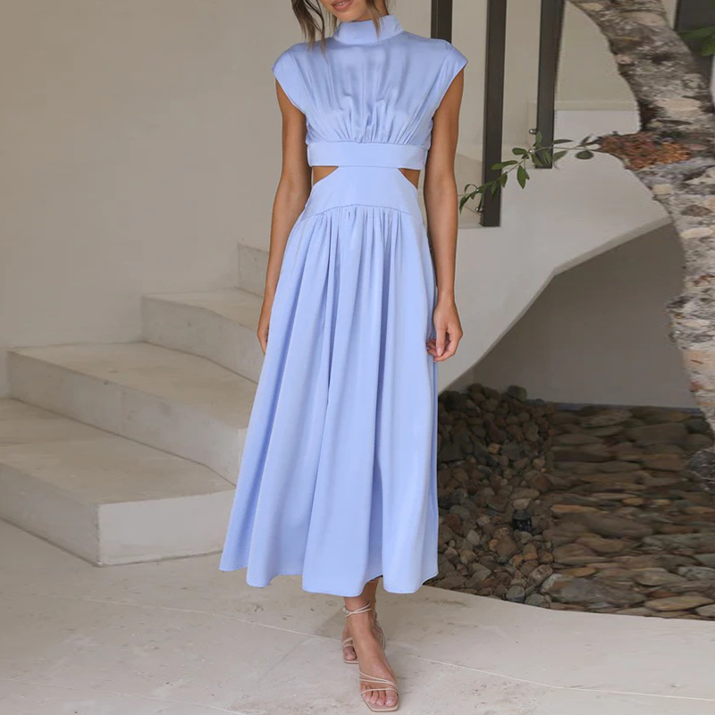 Comfortable and Stylish Stretch Dress - Mira-Blue-S-The Livary