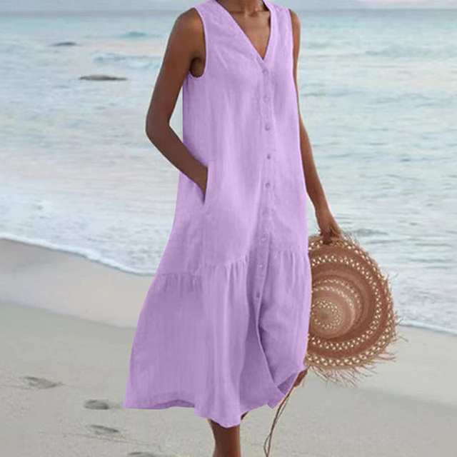 Casual Summer Dress - Liora-Purple-S-The Livary