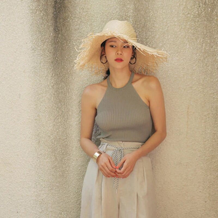 Wide Brim Lightweight Straw Hat Summer Sun Protection – Belle-The Livary