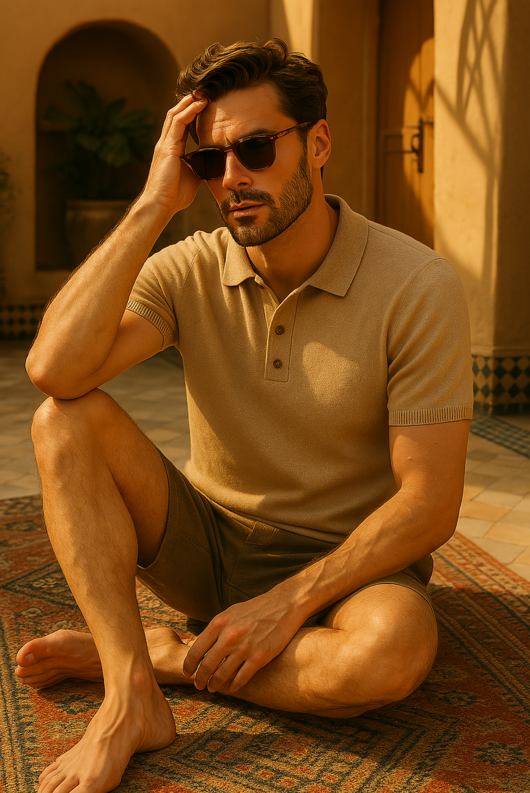 Stylish men's polo made from cashmere-merino wool – Caelan-S-The Livary