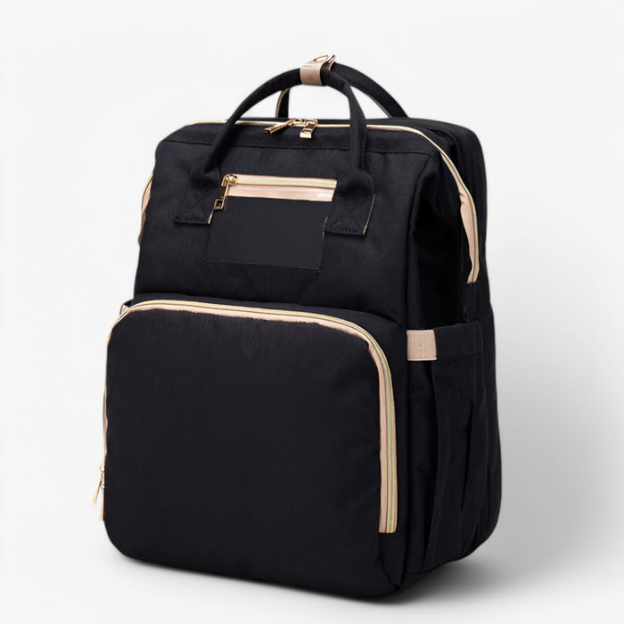Multi-Functional Changing Bag with Pull-Out Baby Cot – Noëlle-Black-The Livary