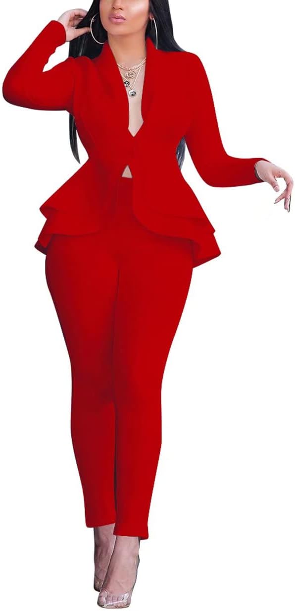 Blazer and Trousers Set - Faylinn-Red-S-The Livary