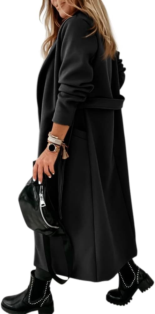 Ladies Classic Coat with Notched Collar and Open Front – Paulina-Olive green-S-The Livary