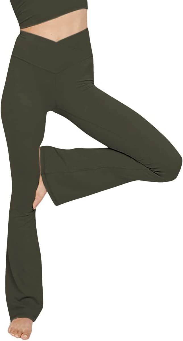 Flared Yoga Leggings - VFit-Olive green-2XS-The Livary