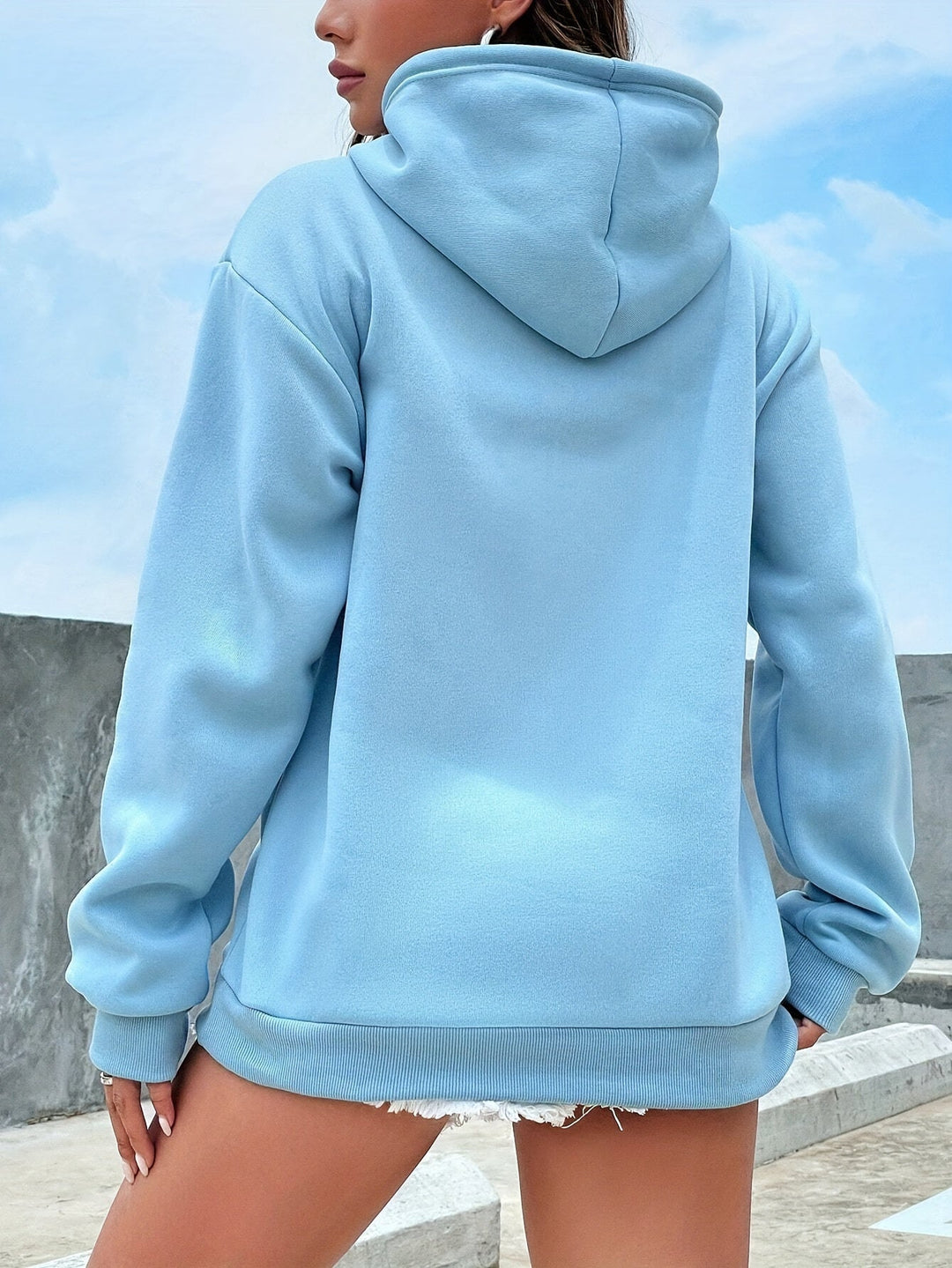 Soft Plush Pullover Hoodie with Hood for Women - Lilac-Blue-S-The Livary